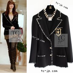 シャネル ジャケット CHANEL ブラック CC ロゴ エンブレム 幻のブレザー プラダを着た悪魔  希少 カール・ラガーフェルド作品 超美品 38【9号/M】貴重