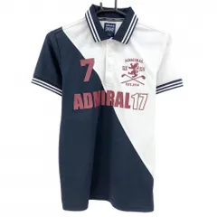 【美品】アドミラル 半袖ポロシャツ 白×ネイビー ロゴレッド 立体ロゴ メンズ M ゴルフウェア Admiral