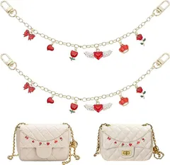 WADORN 互換品2個入り ショートハンドバッグチェーンストラップ 財布ストラップ 延長 金属チェーン