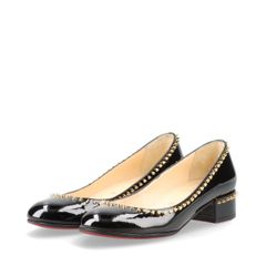 Christian Louboutin クリスチャンルブタン TRELILIANE 30 PATENT スパイクスタッズ パテントレザー パンプス レディース 34 ブラック イタリア製