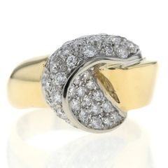 Leva レヴァ K18YG WG イエローゴールド ホワイト リング ダイヤモンド0.88ct パヴェ 12号 指輪【新品仕上済】【zz】【中古】