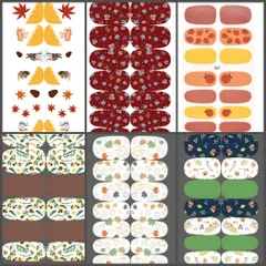 ネイルシール 秋 6枚セット まとめ売り　個性的　冬　紅葉　ネイル