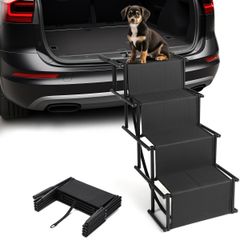 多機能折りたたみ式犬用階段 - 中型＆大型犬用メタルフレームペットラダー 車＆SUVに最適 屋内/屋外使用可能