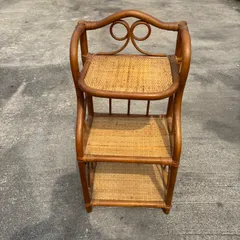 カリモク ヴィンテージ　レトロ　ラタン　シューズラック スリッパラック 木製　籐 籐製 ラタン スリッパラック シューズラック 6段 ブラウン 昭和