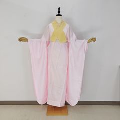 【新品　お振袖用長襦袢　クリームイエロー刺繍半衿　お仕立てセット　衿芯つき】
