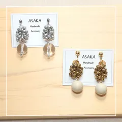 匿名配送★天然石 ゴールド シルバー  シンプル ハンドメイドピアス イヤリングNO.35