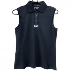 【新品】パーリーゲイツ ノースリーブポロシャツ ネイビー×白 後裾ロゴ レディース 0(S) ゴルフウェア PEARLY GATES