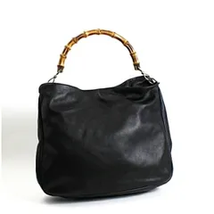 グッチ バンブー ハンドバッグ ショルダーバッグ 肩掛け レザー ブラック