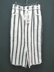 ◇ アパートバイローリーズ ストライプ柄 ハイウエスト ロング丈 タイト スカート サイズL ホワイト レディース E  【1304210006708】