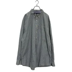 TOMMY HILFIGER 長袖 ストライプシャツ 2XL ホワイト グレー トミーヒルフィガー ボタンダウン 古着卸 アメリカ仕入 a604-7016