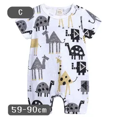 送料無料 Cタイプ 半袖 5分丈 イラスト柄 ロンパース やわらか素材 韓国子供服 おしゃれ 乳幼児 キッズ ベビー服 59cm 60cm 66cm 70cm 73cm 80cm 90cm