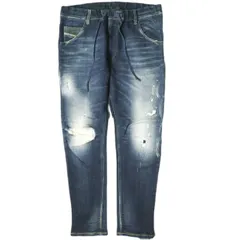 DIESEL ディーゼル KROOLEY-NE SWEAT JEANS クラッシュ加工スウェットデニムパンツ JOGGJEANS 32 Indigo イージー ジョグジーンズ ボトムス g20506