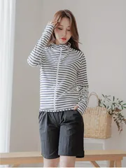 ラッシュガード ラッシュガードトップ ショーツ サーフパンツ ボディーカバー水着 4点セット 4点 セット販売 レディース プール スイミング 川遊び 海 日焼け防止 夏休み 夏のアウトドア お子様とのプール ママ ボーダー ホワイト