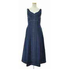 【SNIDEL】SWFO224081 ステッチコルセットライク デニム ジャンスカマキシノースリーブワンピース