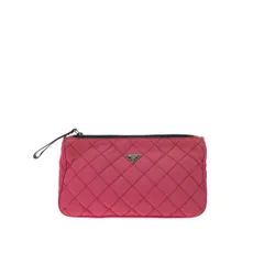 ▼▼PRADA プラダ レディース コスメポーチ 化粧ポーチ ナイロン キルティング 三角ロゴ MV599 ショッキングピンク