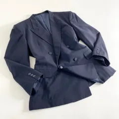 41b14 Yves Saint Laurent イヴサンローラン  日本製 ダブル テーラードジャケット ブレザー ストライプ ネイビー ウール MADE IN JAPANのサムネイル