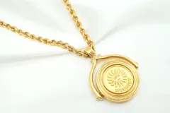 ジバンシィ ヴィンテージ ロングネックレス ペンダント コイン 回転式 太陽 雪の結晶モチーフ 金 ゴールド GIVENCHY 1207j