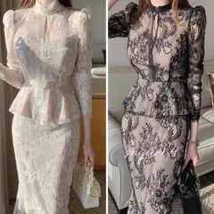 ★全２色★総レース セットアップ ドレス マーメイド