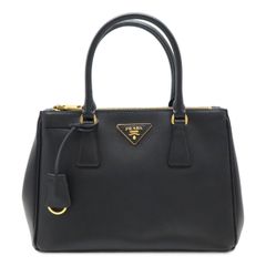 PRADA プラダ ガレリア トライアングルロゴ ミディアムバッグ ハンドバッグ SAFFIANO サフィアーノレザー NERO 黒 ブラック ゴールド金具 1BA863