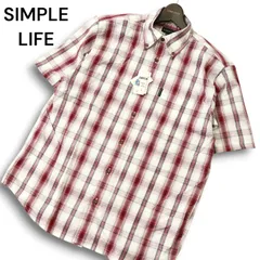 未使用★ SIMPLE LIFE シンプルライフ レナウン 春夏 麻 リネン混 チェック 半袖 ボタンダウン シャツ Sz.L メンズ 日本製