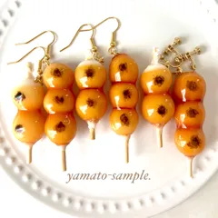 つやつやみたらし団子　ピアスorイヤリング　食品サンプル　フェイクフード　和菓子　和装　だんご