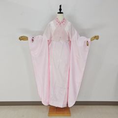 【新品　お振袖用長襦袢　ピンク刺繍半衿　お仕立てセット　衿芯つき】