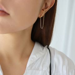 ピアス 金属アレルギー対応 チェーン 両耳用 イヤーカフ 大ぶり個性的 真鍮 サージカルステンレス レイヤード カジュアル レディース ジュエリー アクセサリー 韓国アクセサリー 294P シースキー【seasukii】