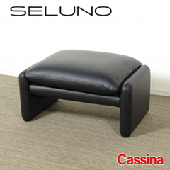 ◾︎SELUNO◾︎ 【展示超美品】 Cassina カッシーナ  675 MARALUNGA / マラルンガ オットマン / FX黒本革 58万 v447