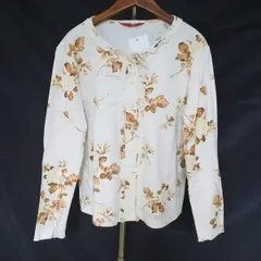 #apc  ピンクハウス PINKHOUSE カーディガン L クリーム系 花柄 フリル リボン レディース [783846]