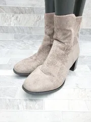 ■ Θ Oriental Traffic オリエンタルトラフィック サイドジップ ショート ブーツ サイズL ベージュ系 レディース P  【1409090037030】