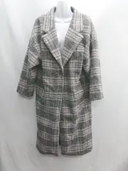 □ ⊇ EMODA エモダ チェック柄 長袖 テーラードコート サイズF グレー ブラウン ベージュ レディース E  【1409100050479】