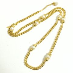 J&R パール チェーン 3連 ロング ネックレス ゴールド Vintage - メルカリ
