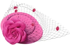 ティアニーズ Tierneys ヘッドドレス レディース ウェディングハット チュール付き 結婚式 パーティー(ピンク,  52.0 cm)