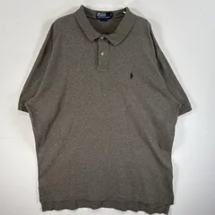 古着 90's/90年代 ポロバイラルフローレン Polo by Ralph Lauren 半袖 ポロシャツ ロゴ 刺繍 大きいサイズ 2ボタン XL  グレー系 無地 メンズ