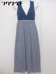 ◇ Simplicite シンプリシテェ ボーダー ノースリーブ ロング ワンピース ブルー ホワイト レディース  【1107080003453】