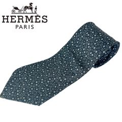 HERMES シルクネクタイ 幾何学柄 チェーン ネイビー - メルカリ