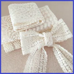 6柄セット 刺繍レース リボン ハンドメイド材料 アンティーク風 DIY・裁縫・装飾 ベージュ 長1m/柄 幅5.5~8.3cm