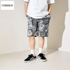 新品 CORISCO コリスコ 総柄 プリント ショートパンツ ミニ裏毛 スウェット ハーフパンツ 短パン  スウェットショーツ メンズ ユニセックス ボーダー フォトプリント 写真 ブラック 黒 グレー M L LL 20.ストリートフォト 621911