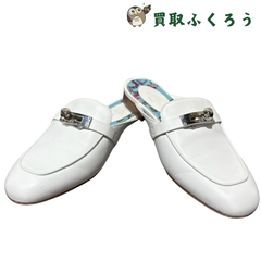 エルメス HERMES OZ　オズ ミュール ケリー　白　ローヒール　スリッポン　サイズ36