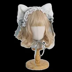 ロリータ風 ヘッドドレス 猫耳 レース フリル リボン かわいい ラブリー キュート ガーリー 個性的 主役級 オールシーズン シーズンレス ハロウィン クリスマス