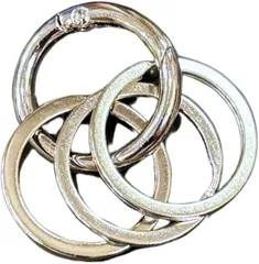 DAZUMA キーホルダー カラビナ 丸型 ストラップ アクセサリー ウォレットチェーン ビンテージ キーリング メタリック 丸カラビナ 小丸3連( シルバー)