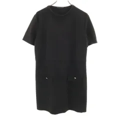 ZARA ザラ 半袖 フェイクスエード ミニワンピース M 黒 レディース 古着