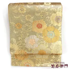 【週末限定｜蔵出しセール｜50%OFF】 袋帯 ふくろ帯 礼装用 レディース 正絹 金 花柄 豪華 長さ443cm 幅30.5cm 仕立て上がり帯 即日発送のサムネイル