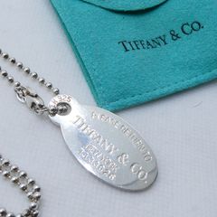 Tiffany ＆ Co.ティファニー ネックレス  オーバルタグ ロング ペンダント ネーム刻印あり シルバー925