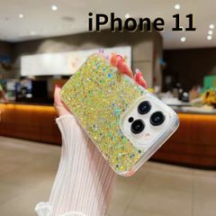 【SHOPS W】iPhone11 スマホケース 金 キラキラ ラインストーン おしゃれ かわいい E035