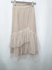◇ ⊂ MAJESTIC LEGON マジェスティックレゴン ロング丈 チュール スカート サイズM ベージュ系 レディース E  【1507010015011】