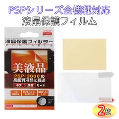 【２枚セット】PSP 全機種対応　薄型保護フィルム　傷　埃　衝撃　防止　プラスチック　クロス付き　PSP-3000 PSP-2000 PSP-1000