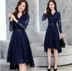 パーティードレス 長袖 ロングドレス ロングワンピース ワンピース 結婚式 韓国