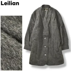 【美品】 レリアン Leilian アルパカ混 ウールコート 13＋ グレー 婦人 女性  プラスハウス ♪