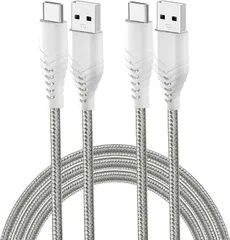 Acbands USB Type C ケーブル 【2本セット / 1m+2m / グレー】 QC3.0対応 3A 高耐久編組ケーブル USB-A&USB-C たいぷし 急速 ケーブル【Xperia/Samsung/Galaxy/Pixel/